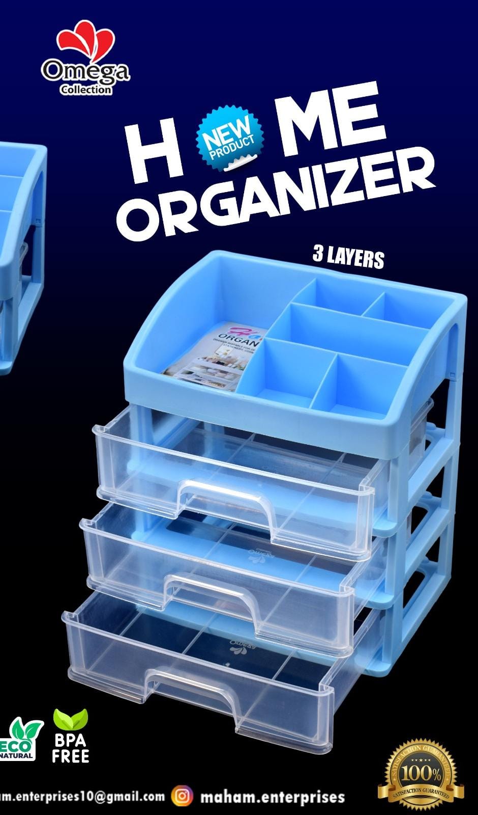 3-Layer Makeup & Cosmetics Organizer