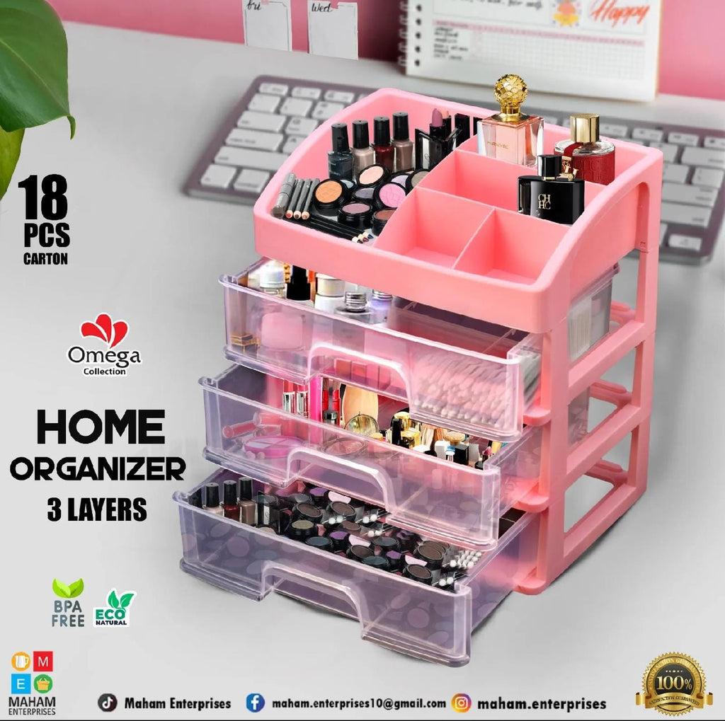 3-Layer Makeup & Cosmetics Organizer