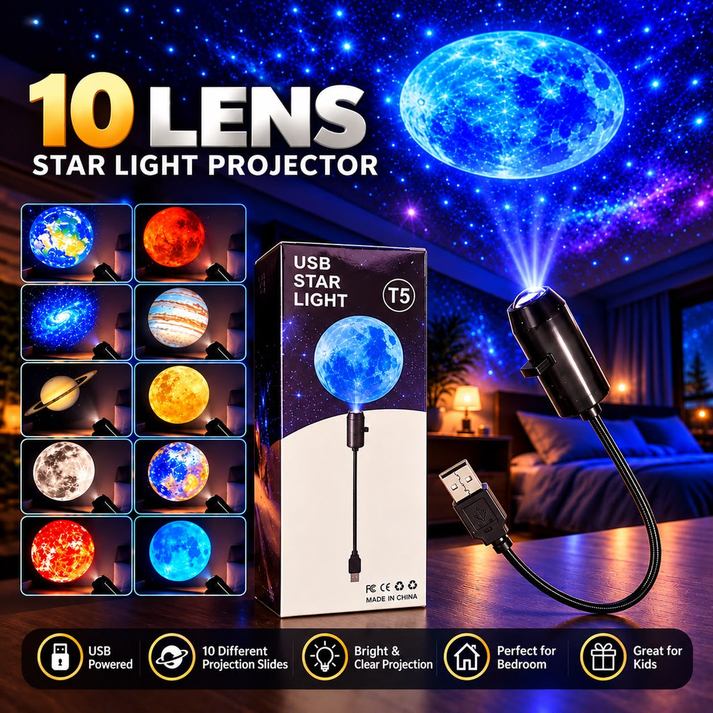 10 Lens Star Light Projector – Galaxy Night Light for Bedroom