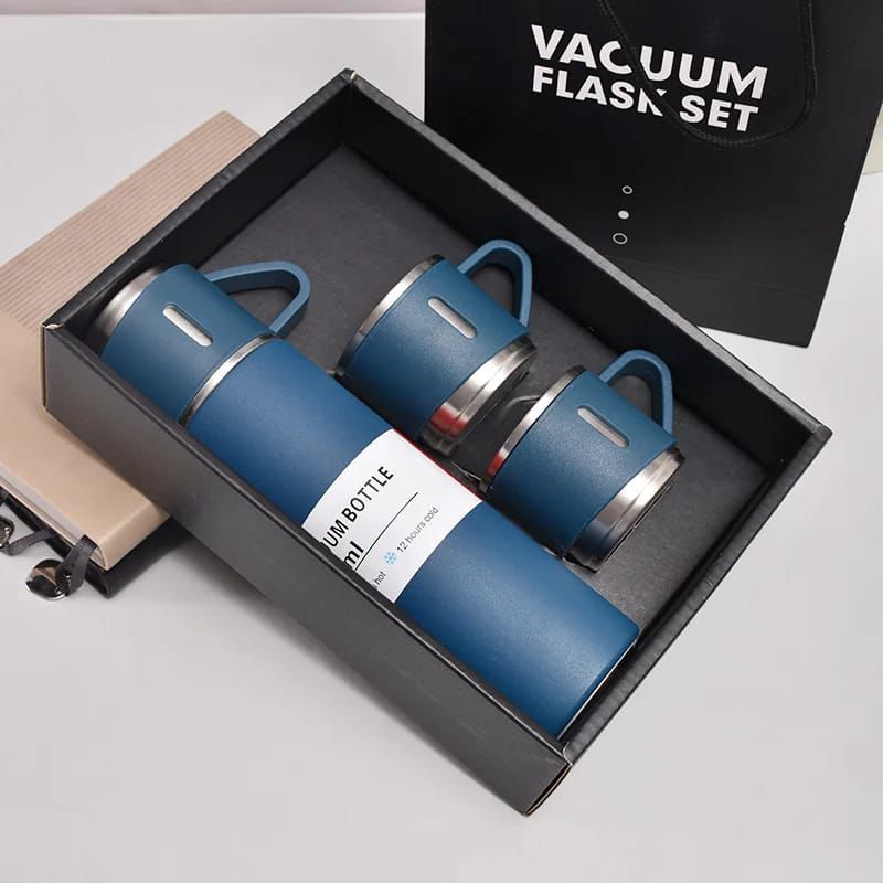 500ml Stainless Steel Vacuum Thermal Flask Set with 2 Extra Cups