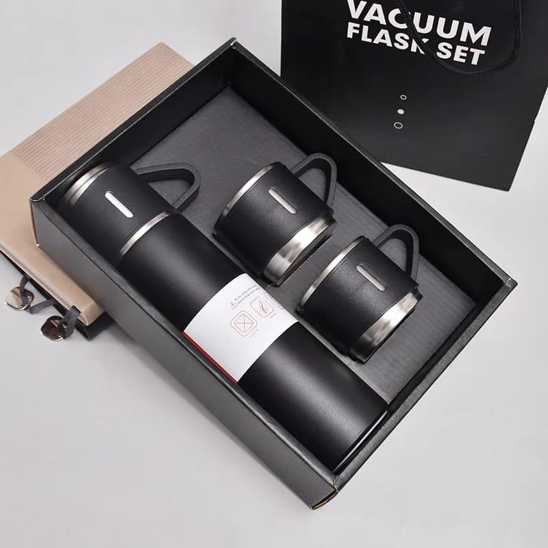 500ml Stainless Steel Vacuum Thermal Flask Set with 2 Extra Cups