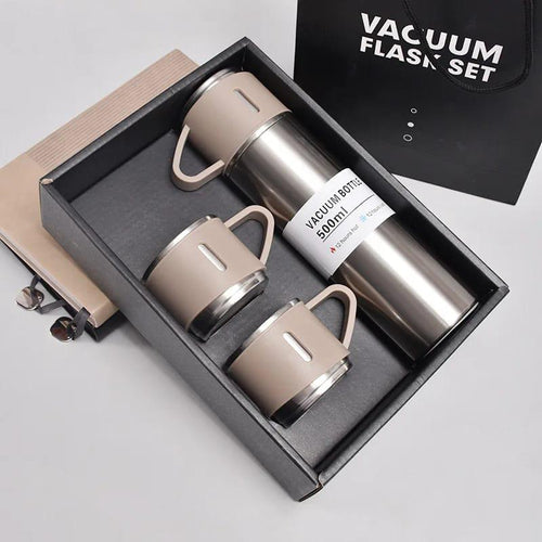 500ml Stainless Steel Vacuum Thermal Flask Set with 2 Extra Cups