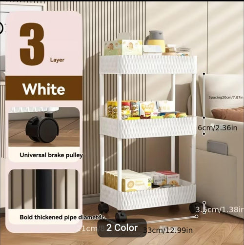 3-Tier Adjustable Mobile Storage Shelf – Kitchen Organizer