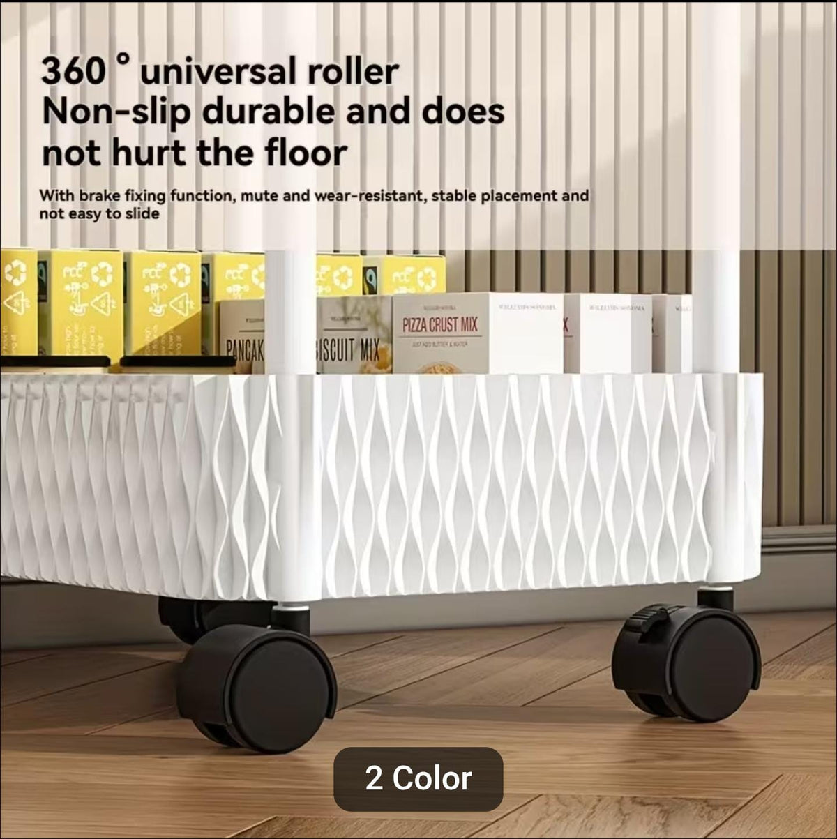 3-Tier Adjustable Mobile Storage Shelf – Kitchen Organizer